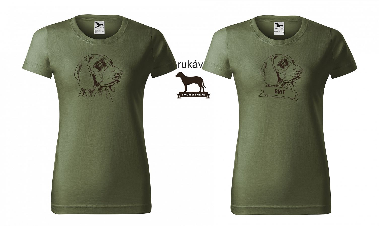 Dámské myslivecké tričko 134 PXT CREATIVE se psem černé, khaki vel. S - Obrázek Dámské myslivecké tričko 134 PXT CREATIVE se psem černé, khaki vel. S - Obrázek